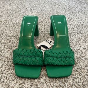 Zara Emerald Braided Heels